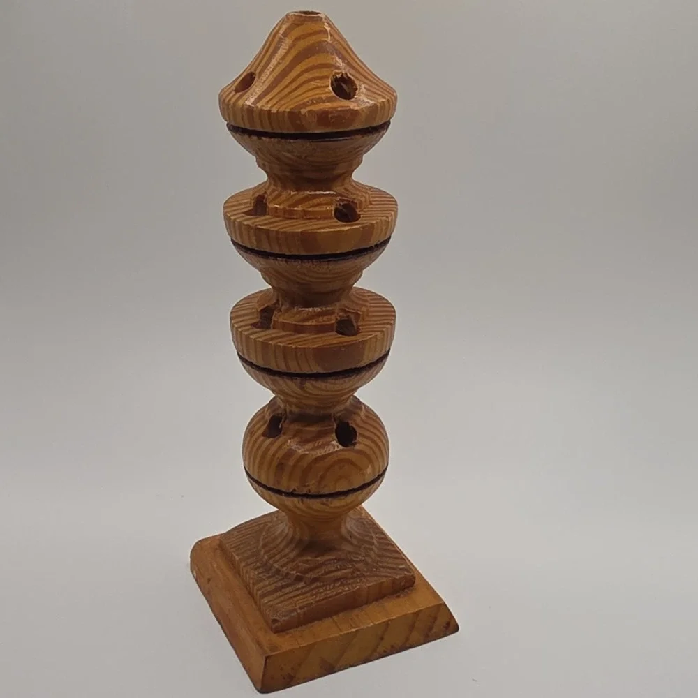 Handmade Wooden Decorative Accent Sculpture with‎ Multiple Holes